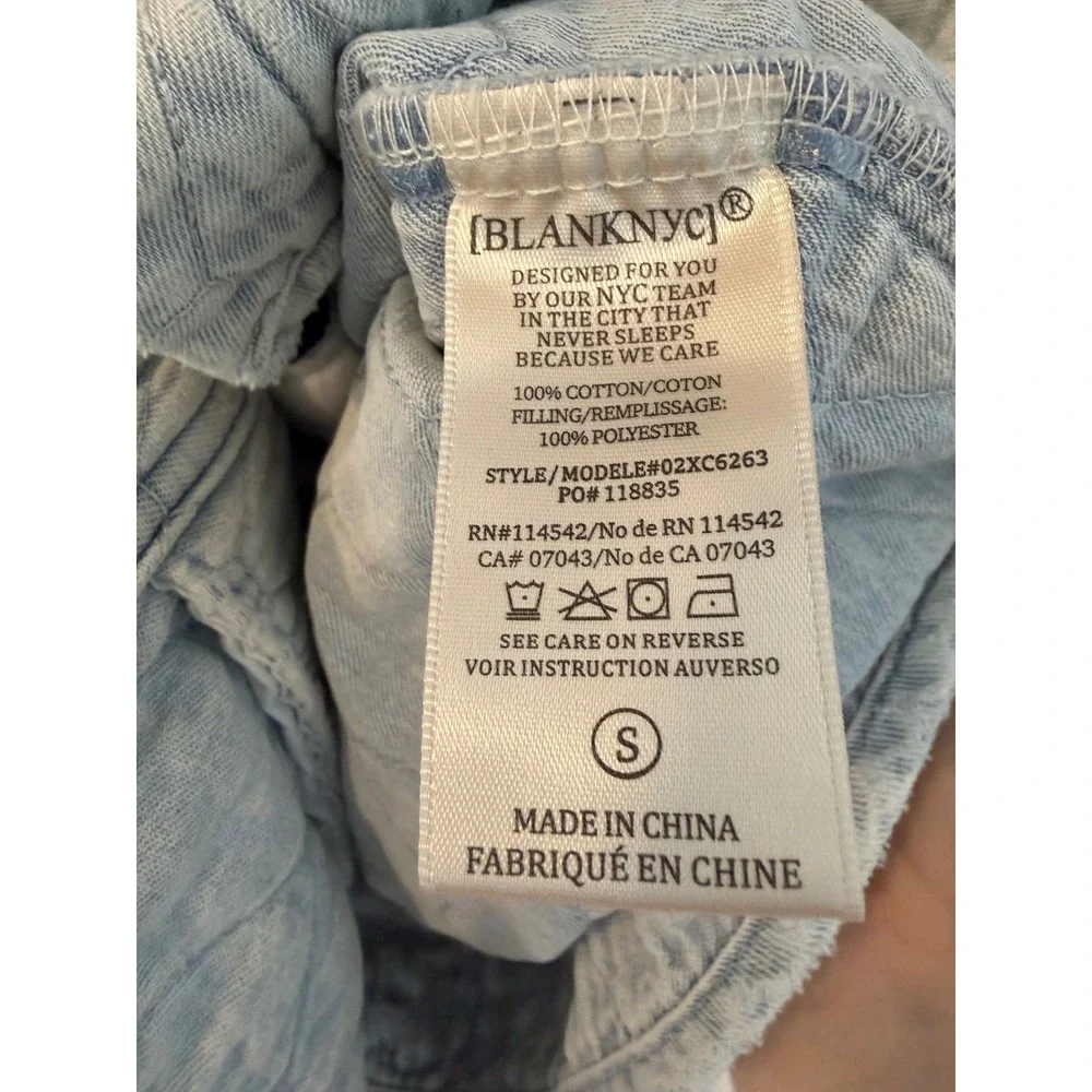 BLANKNYC Women Small Light Wash Quilted Denim Shirt Jacket Shacket 02XC6263 Blue
